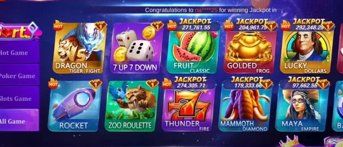 app dashboard of games