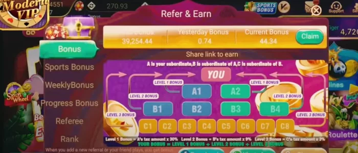 Refer and earn option
