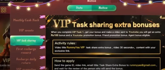 app's VIP bonuses offer