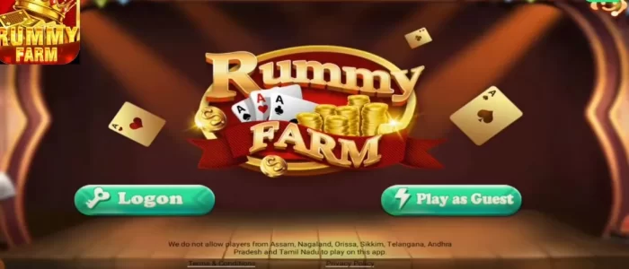 Rummy farm app login screen