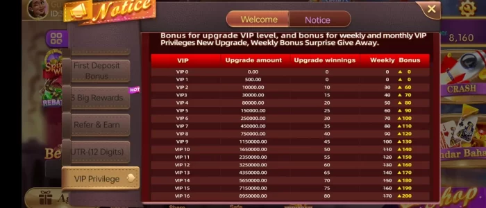 vip level offer