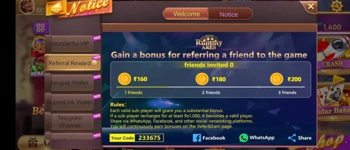 rummy palm app referral program